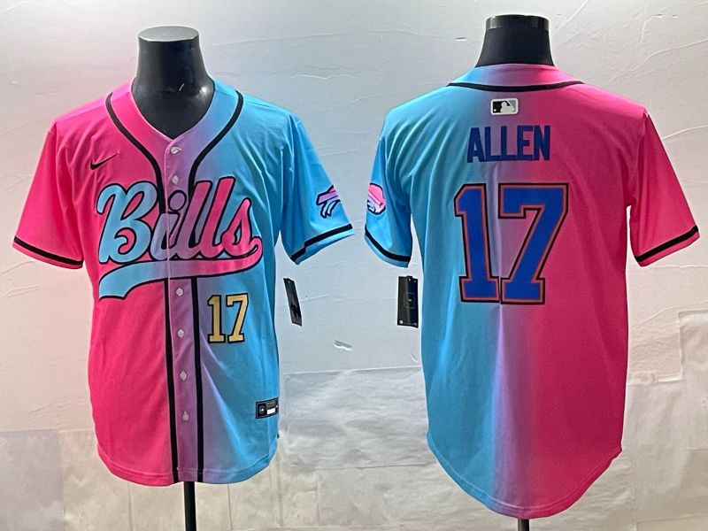 Men Buffalo Bills #17 Allen Blue pink Nike Limited 2025 NFL Jersey style 004